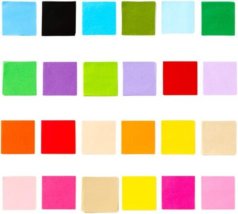 exquiss 2400 ورقة مناديل ورقية مربعة 3 بوصة مجمعة 24 لونًا للفن الورقية الحرفية Scrunch Art Kids Craft DIY Craft Tracing سكرابوكينغ الزينة جدارية قوس قزح اللوازم المدرسية in Kuwait