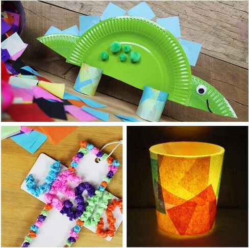 exquiss 2400 ورقة مناديل ورقية مربعة 3 بوصة مجمعة 24 لونًا للفن الورقية الحرفية Scrunch Art Kids Craft DIY Craft Tracing سكرابوكينغ الزينة جدارية قوس قزح اللوازم المدرسية in Kuwait