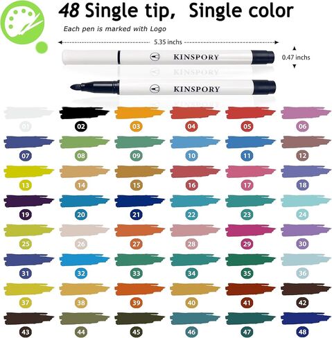 أقلام طلاء كينسبوري قابلة للغسل، 48 لونًا من أقلام تحديد الأكريليك، أقلام رسم تلوين فنية يدوية الصنع مع صندوق هدايا مبتكر للأطفال - وردي in Kuwait