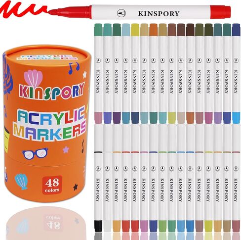 أقلام طلاء كينسبوري قابلة للغسل، 48 لونًا من أقلام تحديد الأكريليك، أقلام رسم تلوين فنية يدوية الصنع مع صندوق هدايا مبتكر للأطفال - وردي in Kuwait