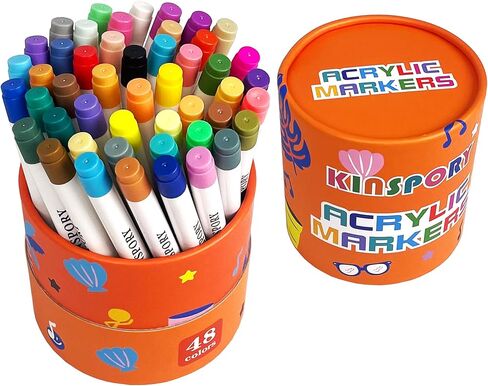 أقلام طلاء كينسبوري قابلة للغسل، 48 لونًا من أقلام تحديد الأكريليك، أقلام رسم تلوين فنية يدوية الصنع مع صندوق هدايا مبتكر للأطفال - وردي in Kuwait