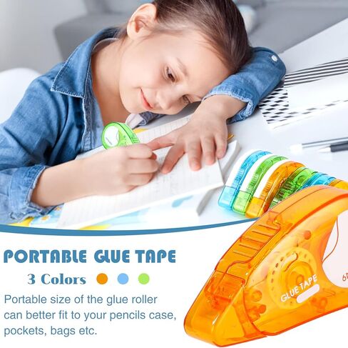 6 قطع بكرة شريط سكرابوكينغ مزدوجة الجوانب، شريط لاصق مزدوج الجوانب شريط لاصق شريط دوار للحرف اليدوية لوازم سجل القصاصات لتغليف الهدايا (0.32 بوصة × 26 قدم؛ 0.24 بوصة × 20 قدم) in Kuwait