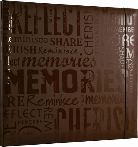 ألبوم قصاصات MCS MBI مقاس 13.5 × 12.5 بوصة منقوش عليه تعبيرات لامعة مع صفحات مقاس 12 × 12 بوصة، بني، "ذكريات" منقوشة (848122) in Kuwait