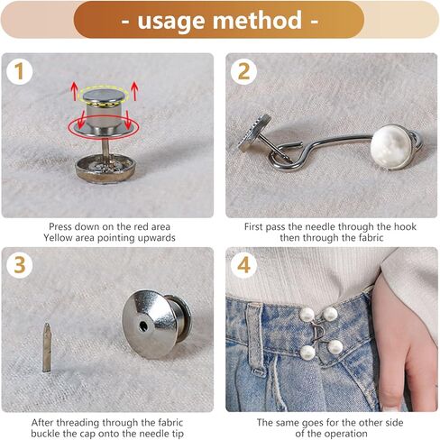 6 Pcs Pant Waist Tightener Reusable Waist Button Tightener Adjuster Jean Clips Pin Pearl Waist Brooch for Loose Jeans Clothing Dresses Women Instant Fit Button No Sewing Decoration Accessories in Kuwait