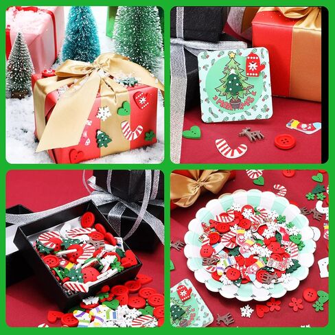 300 Pieces Christmas Wooden Buttons Cute Sewing Buttons Colorful Art Craft Buttons for Handmade Project, Mixed Sizes and Styles in Saudi Arabia