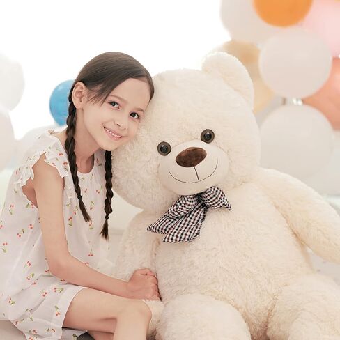 Poutmac 47 inch Giant Teddy Bear Stuffed Animal Brown Big Plush Teddy Bear Valentine's Gift for Girlfriend Soft Stuffed Bear Animals for Christmas,Birthday,Mother's Day in Kuwait