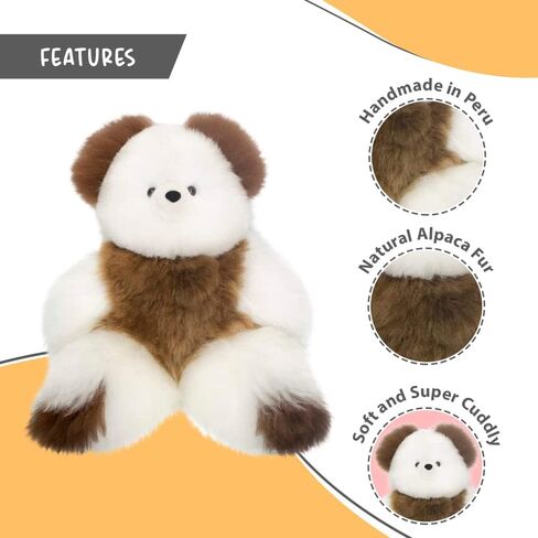 Soft and Cuddly Baby Alpaca Teddy Bear - 9 inch. Premium Alpaca Stuffed Animal Handmade on Genuine Alpaka Fur. Cute Bear (9 inches, Beige) in Kuwait