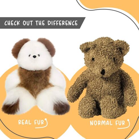 Soft and Cuddly Baby Alpaca Teddy Bear - 9 inch. Premium Alpaca Stuffed Animal Handmade on Genuine Alpaka Fur. Cute Bear (9 inches, Beige) in Kuwait