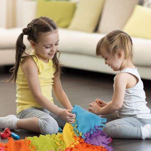 كوليتس باي ماش طقم لحاف بتصميم عقدة - طقم بطانية صوف بدون خياطة للاطفال من سن 4 الى 16 سنة، مجموعة الحرف اليدوية، بطانية ذاتية الصنع 54 انش × 42 انش، 48 قطعة ملونة فائقة النعومة in Kuwait