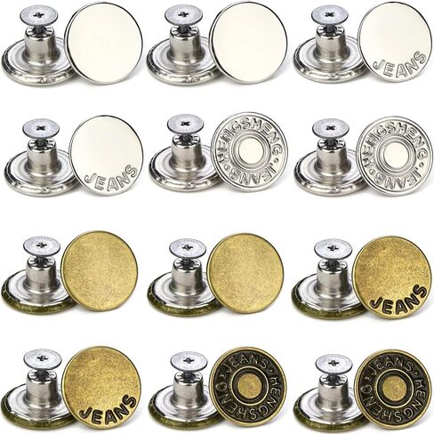 Arokimi Jeans Buttons Replacement, Instant No Sew Buttons for Pants with Tool,17MM in Kuwait
