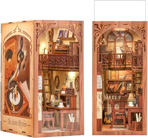 مجموعة زوايا الكتب DIY من CUTEBEE مع مقاومة للغبار، وإدخال رف الكتب، مجموعة مصغرة DIY، وحامل الكتب، ونموذج بناء مجموعة الإبداع، وزقاق الديكور مع ضوء LED (الإيقاع السري) in Kuwait