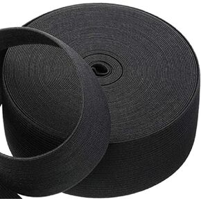 viaili 2 Inch by 11 Yard Heavy Stretch High Elasticity Elastic Spool Knit Elastic Bands for Sewing (Black, 2inch)