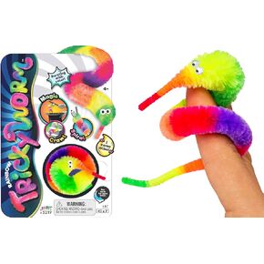 JA-RU Fuzzy Worms on Strings on a String Magic Worms Fidget Toy (4 Assorted Individually Packed) Wiggly Worm On String Twisty Fuzzy Worm Toys for Kids Party Favors ADD Anxiety Relief 5219-4s