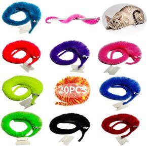 SHENGSEN 12 Pieces Fuzzy Worm Toys Worms On String Bulk Trick Toy Party Favors for Kid Cat (6 Colors)