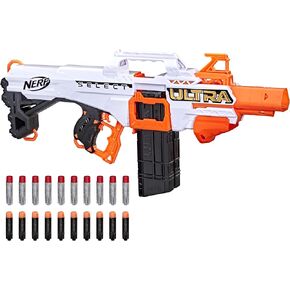 Nerf Ultra Select Fully Motorized Blaster, Fire for Distance or Accuracy, Includes Clips and Darts, Outdoor Games and Toys, Automatic Electric Full Auto Toy Foam Blasters in Kuwait