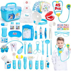 STEAM Life Doctor Kit for Kids, 45Pcs Kids Doctor Kit, Doctor Kit for Toddlers 3-5 Kids Doctor Playset Doctor Kit Doctor Toys for Kids Doctor Set with Stethoscope Pretend Play for Boys Girls 3 4 5 6 +
