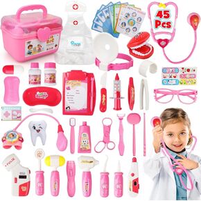 STEAM Life Doctor Kit for Kids, 45Pcs Kids Doctor Kit, Doctor Kit for Toddlers 3-5 Kids Doctor Playset Doctor Kit Doctor Toys for Kids Doctor Set with Stethoscope Pretend Play for Boys Girls 3 4 5 6 +