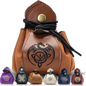 Guilt Free Gaming Genuine Leather RPG Bag | Foil Stamped | Holds 70 Dice | Great for Coins | Timeless Style | Great for DMs and Players