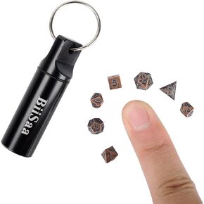 DND Mini Dice Set Metal Micro Miniature Dice with EDC Keychain Case - Small, Tiny, Portable Role Playing Dice Perfect Accessories, Tools & Gifts for D&D Player, Gamer or DM (Silver) in Kuwait