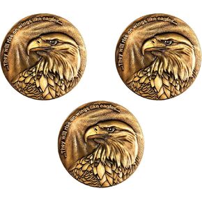 Christian Eagle Challenge Coin, Bulk Pack of 9, Antique Gold-Color Plated, American Bald Eagle & Isaiah 40:31 in Kuwait