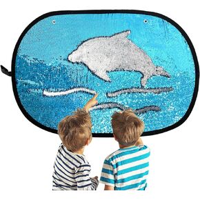 SWEIBOTANITY Sensory Sequin Fabric,Flip Glitter Wall, Graffiti Fun with Storage Bag, Home Activity and Autism Therapeutic Use (Blue, Big)