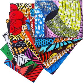 12 Pieces African Fabric Fat Quarters African Ankara Wax Print Fabric, Ankara Print Fabric for Sewing, Face Covering Make, Craft Projects and Patch Work DIY (45 x 55 cm/ 17.7 x 21.7 Inches)