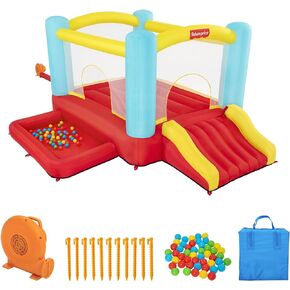 Fisher-Price Bouncemania Inflatable Mega Bouncer with 50 Piece Play Balls, 11 Bounce Stakes, Storage Bag, Blower, and Repair Kit, Multicolor in Saudi Arabia