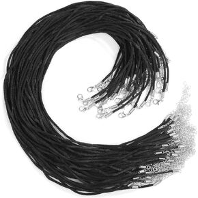 Selizo 100Pcs Satin Silk Necklace Cord with Lobster Clasp and Extension Chain