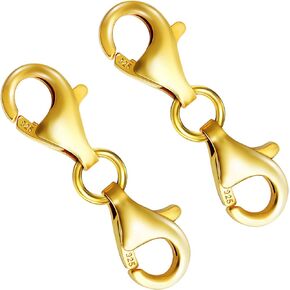 Lobster Clasp 925 Sterling Silver Double Lobster Claw Clasps,Necklace Extender Suitable for Bracelet Necklace Clasps and Closures (Made in Italy)