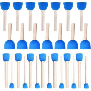 WAFJAMF 28 Pcs Assorted Size Round Sponges Brush Set, 4 Size DIY Paint Tools for Kids – Blue