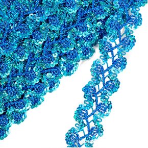 Yalulu 13 Yards Sequin Lace Ribbon, Braid Glitter Flat Sequins Trim Paillette Ribbon DIY Sewing Trim Bridal Wedding Applique (Green)