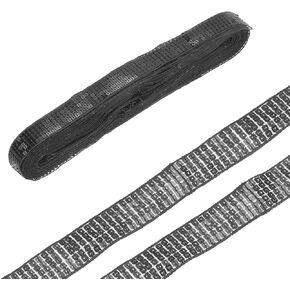 MECCANIXITY 20 Yards Square Sequins Trim 5 Row 1 Inch Flat Sequin Strip Laser Sequins Paillette Fabric Spangle Sequins Ribbon Trim for Crafts DIY Sequin Fringe Sewing Black