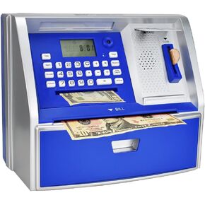 Interactive ATM Piggy Bank for Kids, Safe Money Saving Toy with Password Protection, Coin Recognition, Bill Insertion, for Boys and Girls Aged 5-12 (Black/Red) in Kuwait