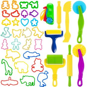 Dough Tools Set for Kids 20 PCS Dough Play Tools with Animal Cutters,Rollilng Pins,Rollers, Random Color in Saudi Arabia