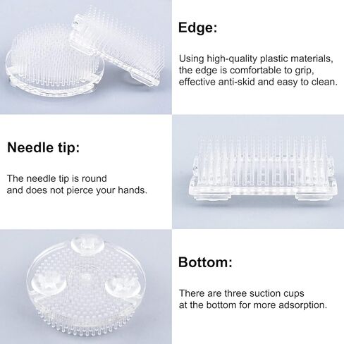 WANDIC Flower Frog, 2 Pcs Round Clear Plastic Ikebana Kenzan Frog Japanese Flower Holder with 3 Suckers for DIY Flower Craft in Kuwait