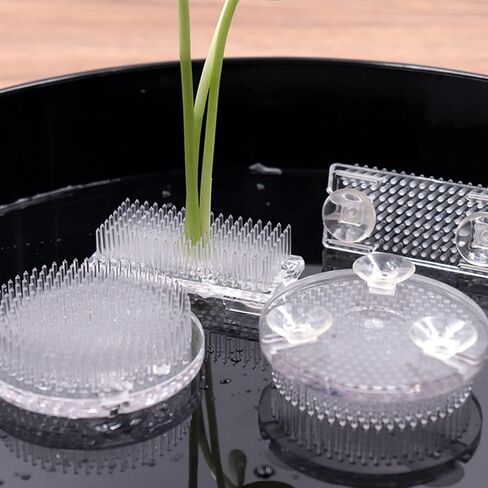 WANDIC Flower Frog, 2 Pcs Round Clear Plastic Ikebana Kenzan Frog Japanese Flower Holder with 3 Suckers for DIY Flower Craft in Kuwait