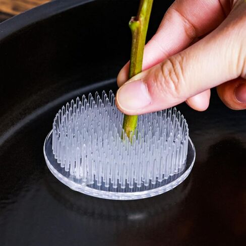 WANDIC Flower Frog, 2 Pcs Round Clear Plastic Ikebana Kenzan Frog Japanese Flower Holder with 3 Suckers for DIY Flower Craft in Kuwait