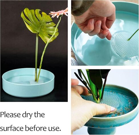 WANDIC Flower Frog, 2 Pcs Round Clear Plastic Ikebana Kenzan Frog Japanese Flower Holder with 3 Suckers for DIY Flower Craft in Kuwait