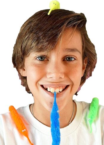 JA-RU Fuzzy Worm Fidget Toy on a String (1 Pack) 5219-1A in Kuwait