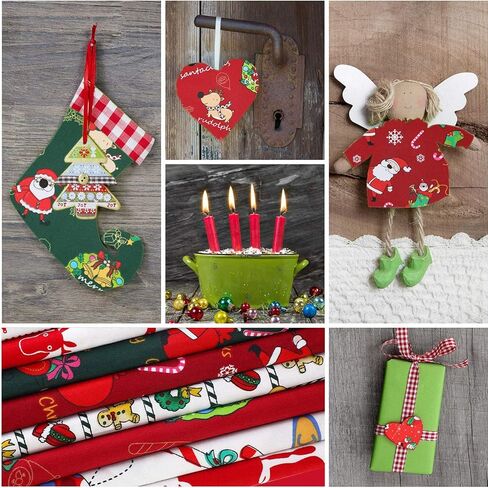 10 Pieces Christmas Fabric Bundles 18 x 22 Inch Sewing Squares Bundle Multi-Color Fabric Patchwork Christmas Tree Fat Quarters Precut Santa Claus Fabric Scraps for Christmas DIY Quilting in Saudi Arabia