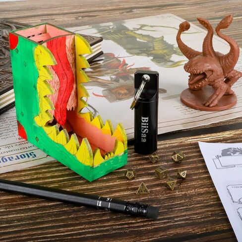 مجموعة نرد صغيرة من DND نرد صغير معدني مع حقيبة سلسلة مفاتيح EDC - نرد صغير ومحمول للعب الأدوار، ملحقات مثالية وأدوات وهدايا لمشغل D&D أو TTRPG Gamer أو Dungeon Master (أسود) in Kuwait