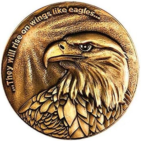 Christian Eagle Challenge Coin, Bulk Pack of 9, Antique Gold-Color Plated, American Bald Eagle & Isaiah 40:31 in Saudi Arabia