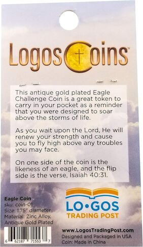 Christian Eagle Challenge Coin, Bulk Pack of 9, Antique Gold-Color Plated, American Bald Eagle & Isaiah 40:31 in Saudi Arabia