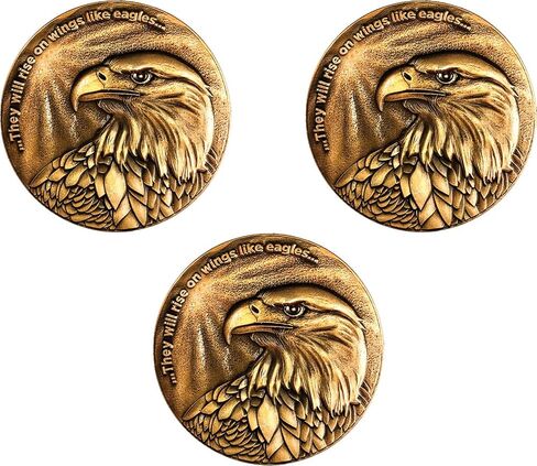 Christian Eagle Challenge Coin, Bulk Pack of 9, Antique Gold-Color Plated, American Bald Eagle & Isaiah 40:31 in Saudi Arabia
