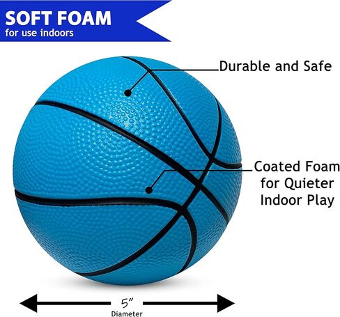5 Inch Foam Mini Basketball for Indoor Basketball Mini Hoops, 2 Pack | Safe & Quiet Foam Basketball for Over The Door Mini Hoop Basketball Sets | Great for Adults & Kids Basketball (Green & Blue) in Kuwait