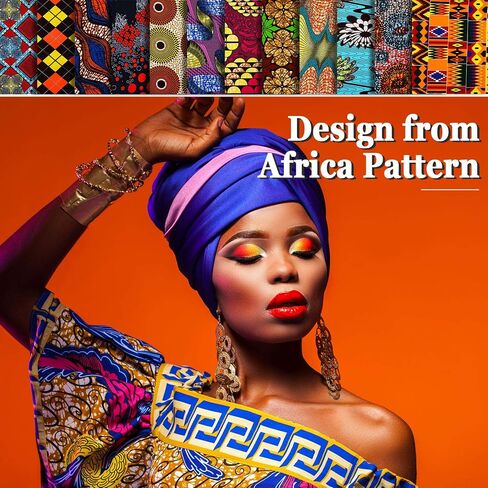 12 Pieces African Fabric Fat Quarters African Ankara Wax Print Fabric, Ankara Print Fabric for Sewing, Face Covering Make, Craft Projects and Patch Work DIY (45 x 55 cm/ 17.7 x 21.7 Inches) in Kuwait