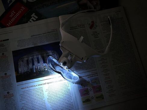 Headband Magnifier with LED Light, Head Mount Magnifier Glasses Light Bracket for Handsfree Reading Jewelry Loupe Watch Repair Sewing Lash Extension Dentist Tailor Needle Work,5 Replaceable Lenses in Kuwait