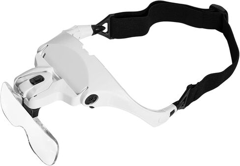 Headband Magnifier with LED Light, Head Mount Magnifier Glasses Light Bracket for Handsfree Reading Jewelry Loupe Watch Repair Sewing Lash Extension Dentist Tailor Needle Work,5 Replaceable Lenses in Kuwait