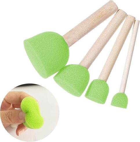 WAFJAMF 60 Pcs Round Sponges Brush Set 4 Sizes DIY Painting Tools Yellow in Kuwait
