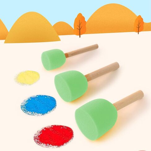 WAFJAMF 60 Pcs Round Sponges Brush Set 4 Sizes DIY Painting Tools Yellow in Kuwait